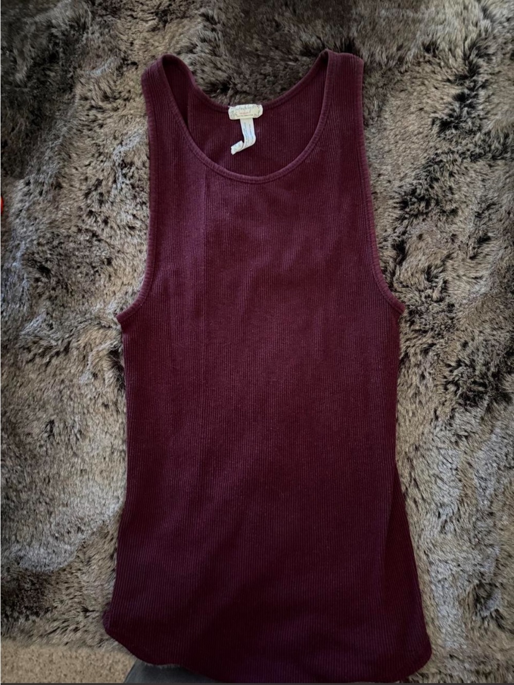 Free People Intimately Classic Ribbed Layering Tank Top Wine Burgundy XS / S